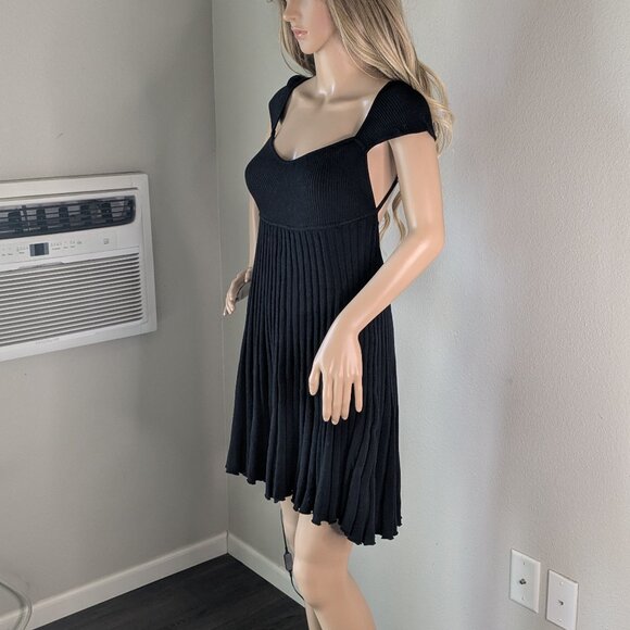 Free People Cherie Mini Dress Size Large A-Line Black Open-Back Pleated NWT - Picture 7 of 16
